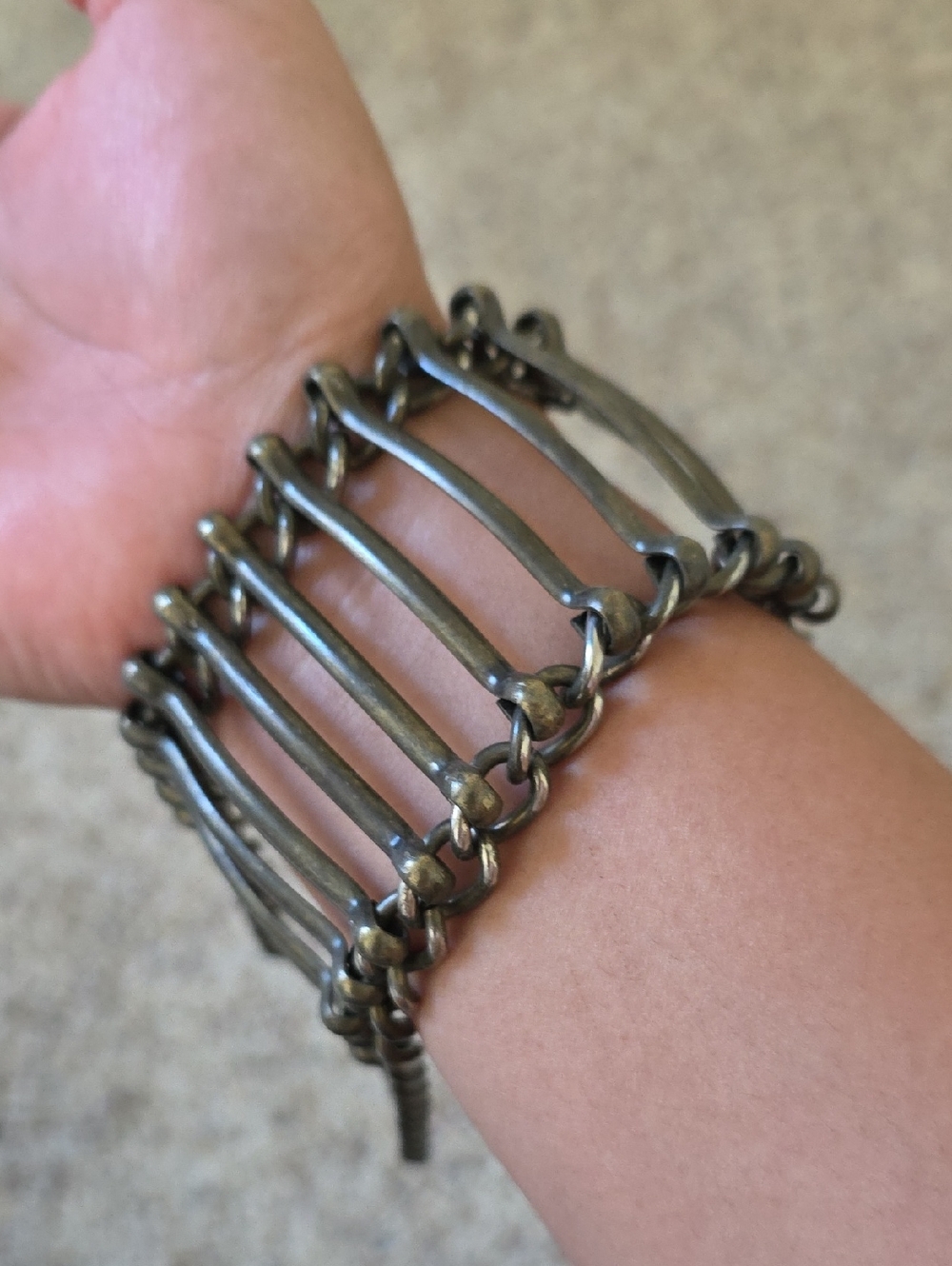 Antique-Style Multi-Bar Link Bracelet in Antique Brass